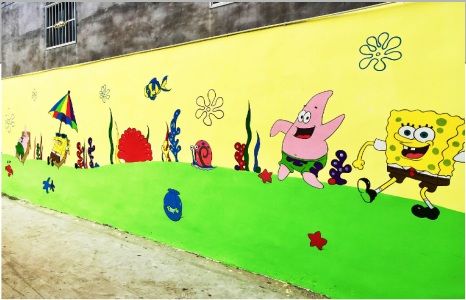 京山幼儿园墙体彩绘—奇妙的色彩搭配